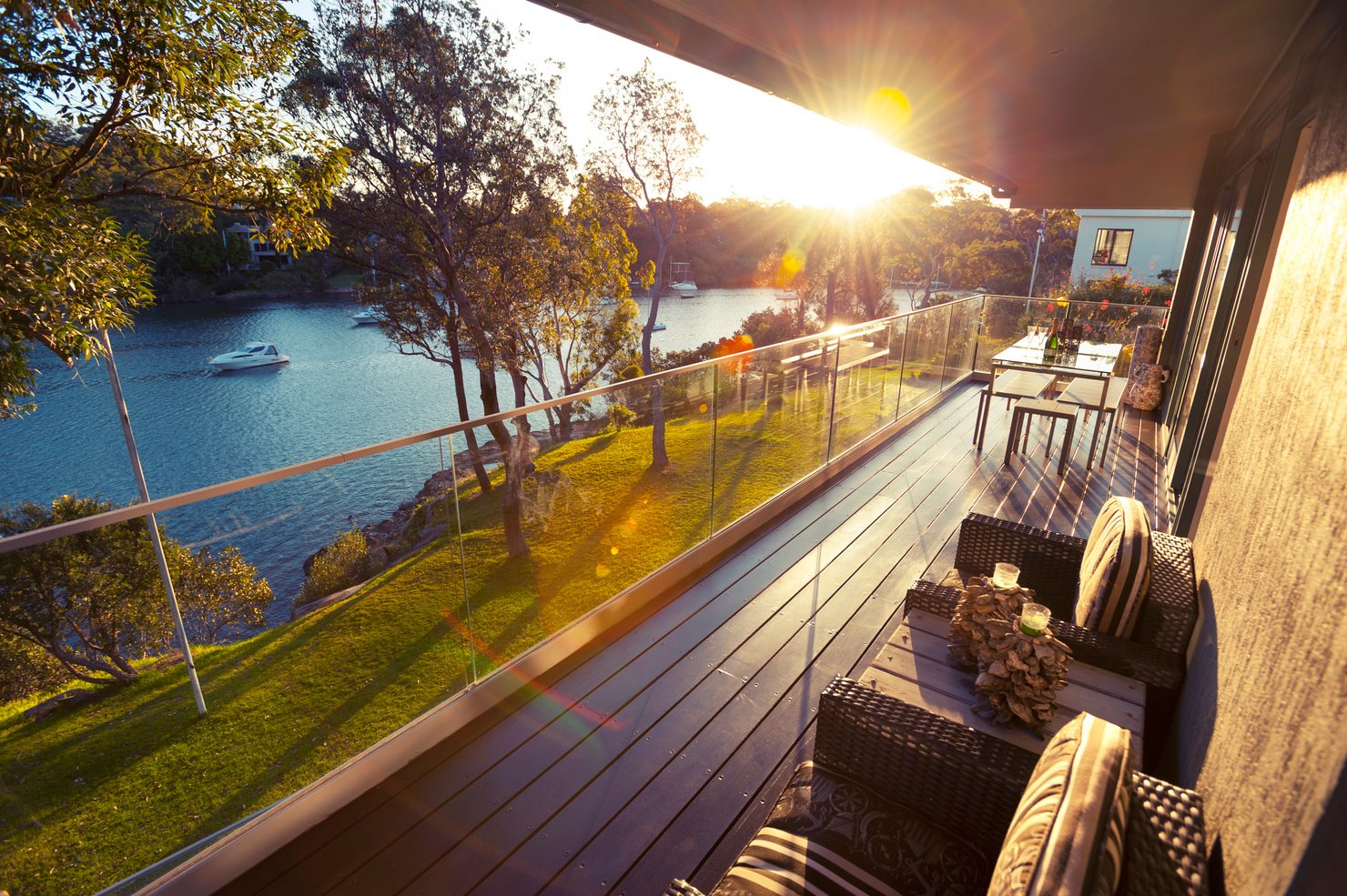 Waterfront house balcony